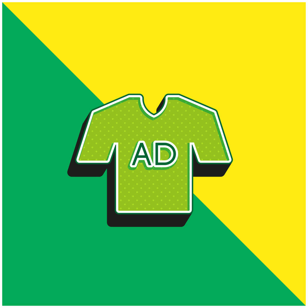 AD T-Shirt Green ve sarı 3D vektör simgesi logosu - Vektör, Görsel