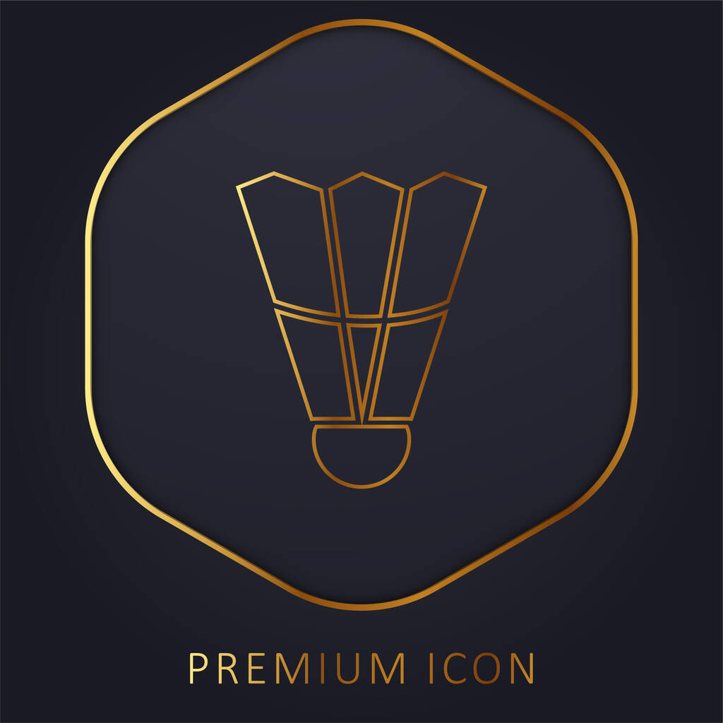 Pluma de bádminton línea de oro logotipo premium o icono - Vector, Imagen