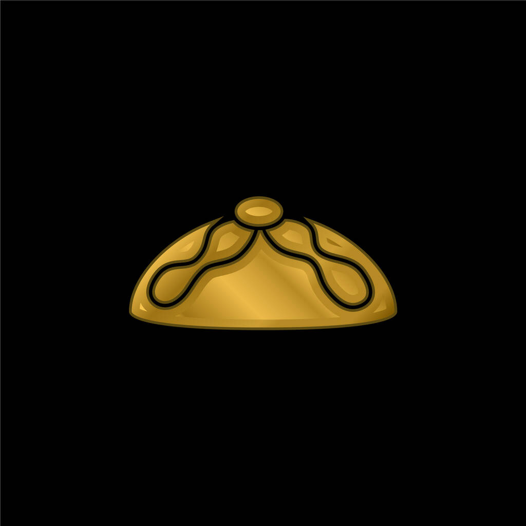 Pan De Los Muertos Típico De México chapado en oro icono metálico o logo vector - Vector, imagen