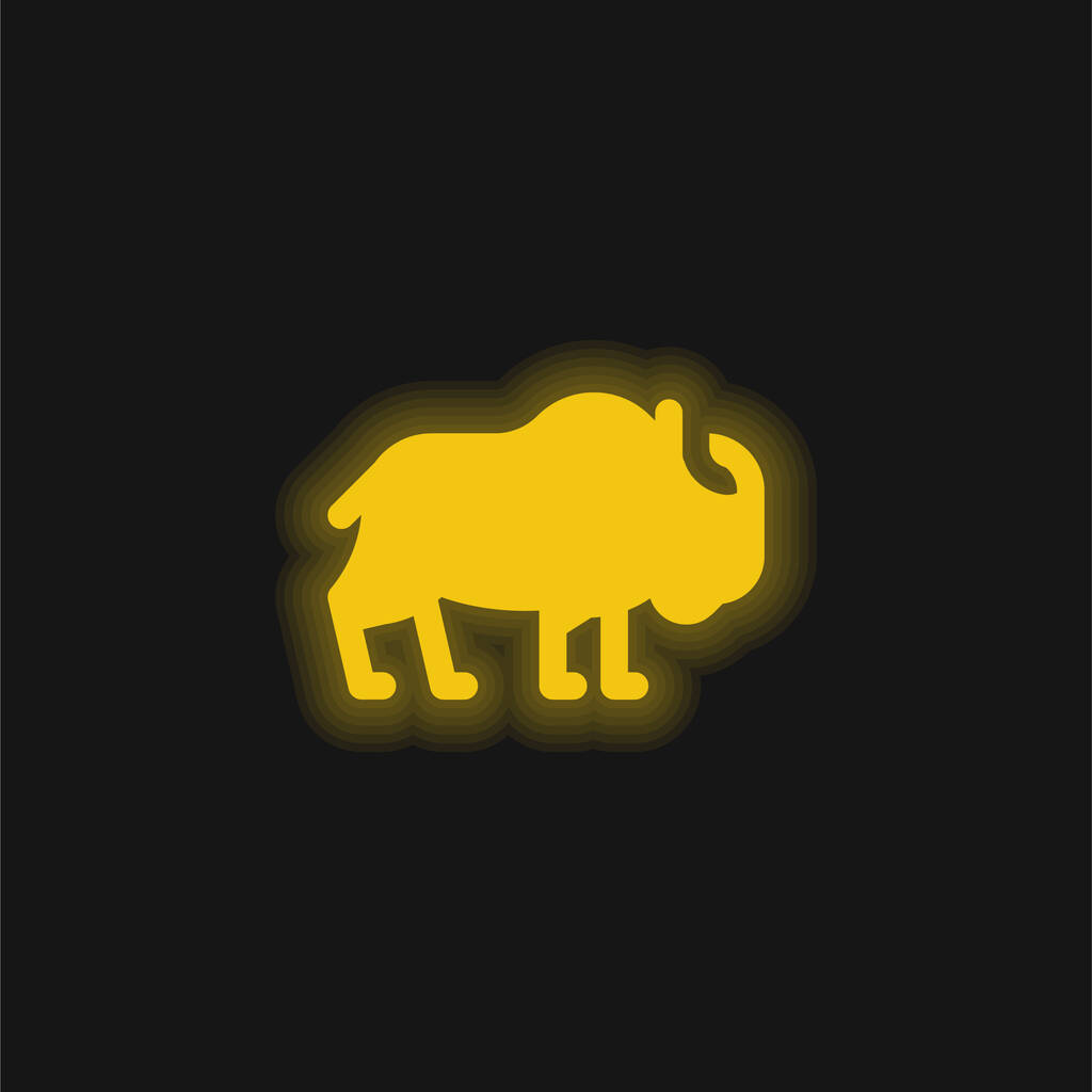 Bison yellow glowing neon icon - Vector, Image