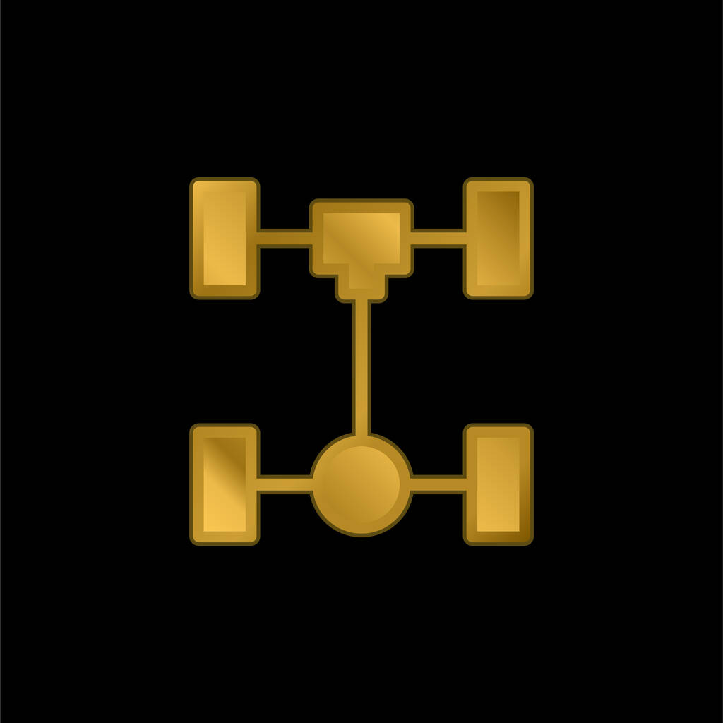 Achse vergoldet metallisches Symbol oder Logo-Vektor - Vektor, Bild
