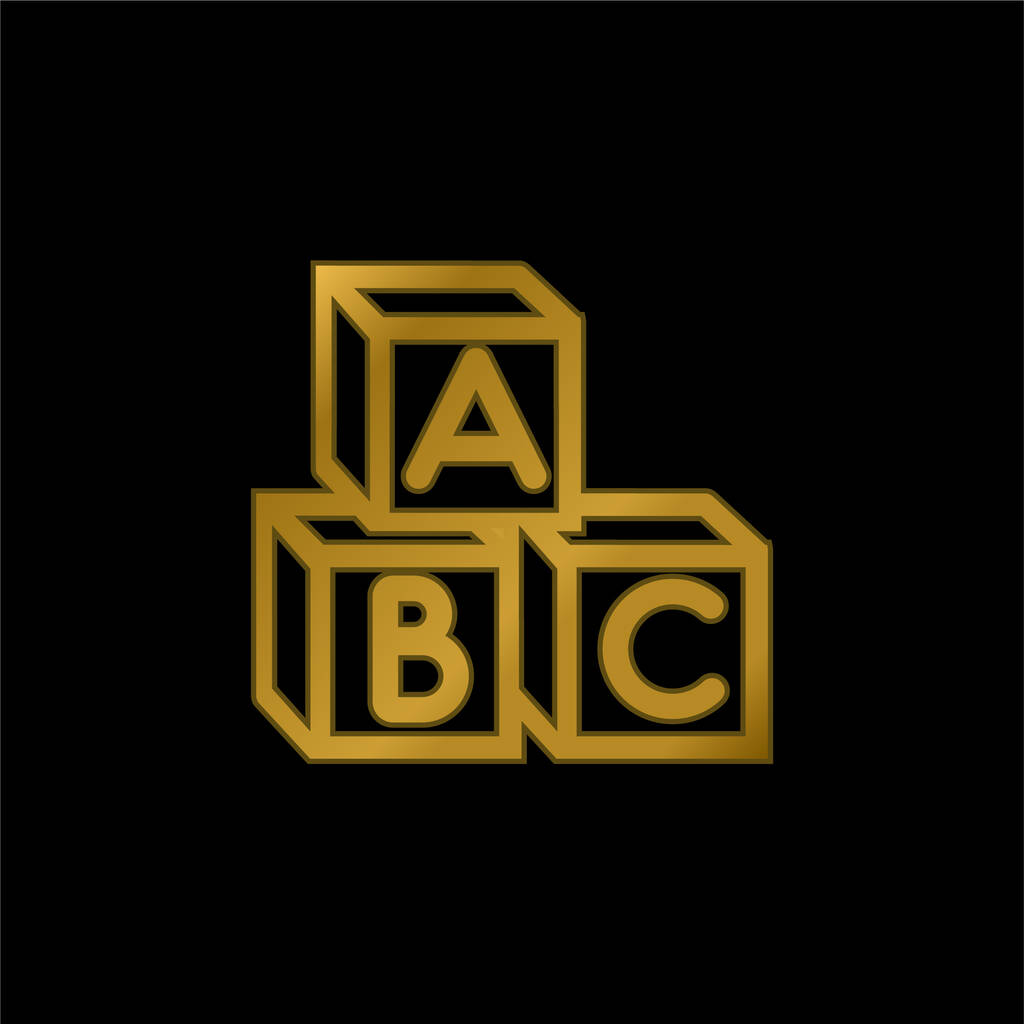 ベビーABCキューブ金メッキ金属アイコンやロゴベクトル - ベクター画像