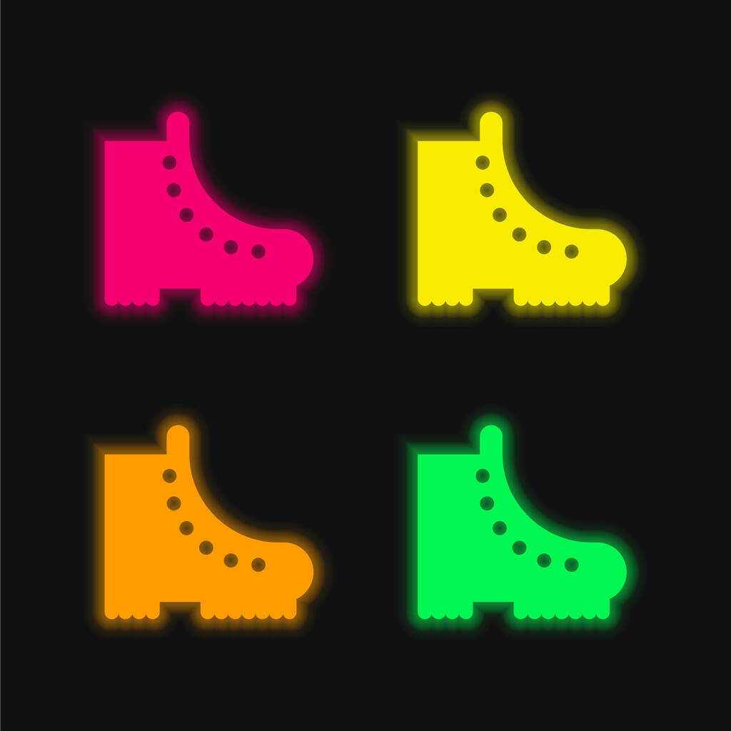 Boot vier kleur gloeiende neon vector pictogram - Vector, afbeelding