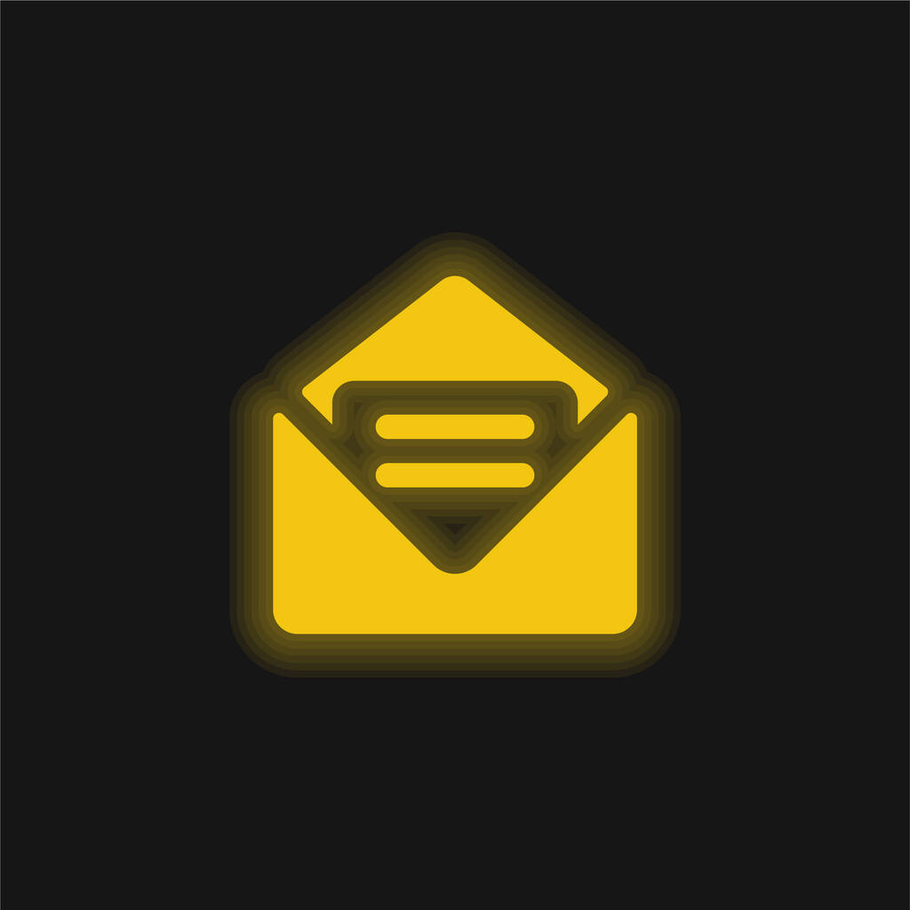 Großes neues E-Mail gelbes leuchtendes Neon-Symbol - Vektor, Bild