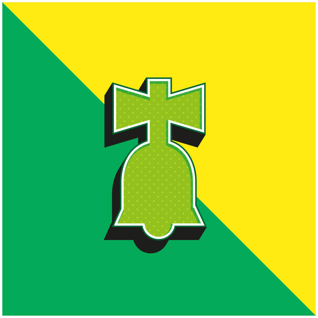 Bell Toy Zöld és sárga modern 3D vektor ikon logó - Vektor, kép