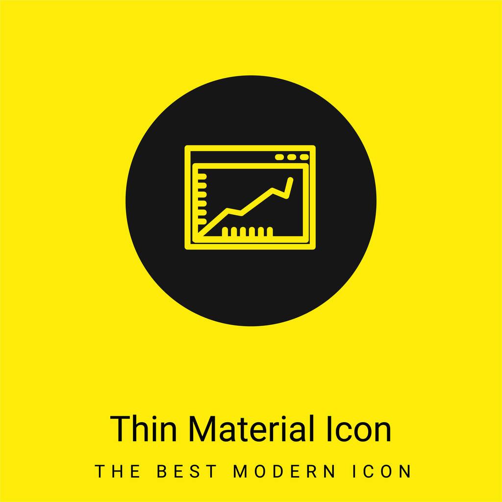 Ascendant Line Graphic On A Browser Window Inside A Circle icono de material amarillo brillante mínimo - Vector, Imagen