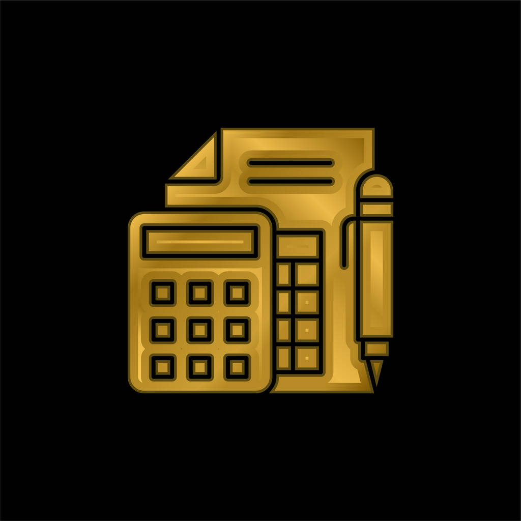 Accounting gold plated metalic icon or logo vector - Vector, Image