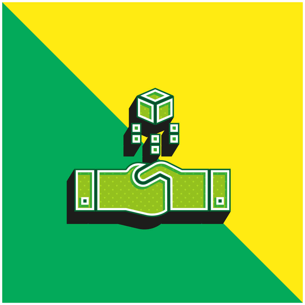 Acordo verde e amarelo moderno logotipo do ícone do vetor 3d - Vetor, Imagem