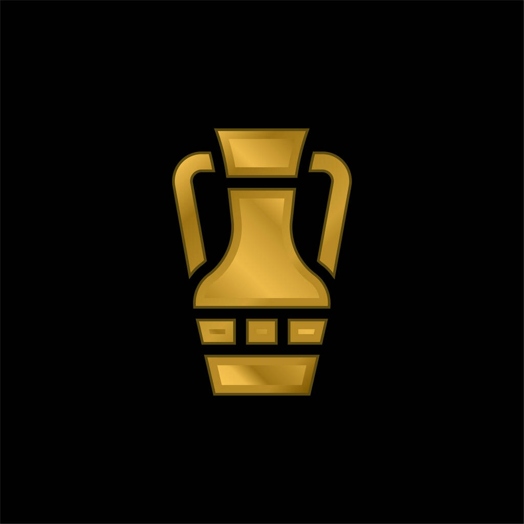 Ánfora chapado en oro icono metálico o logo vector - Vector, Imagen