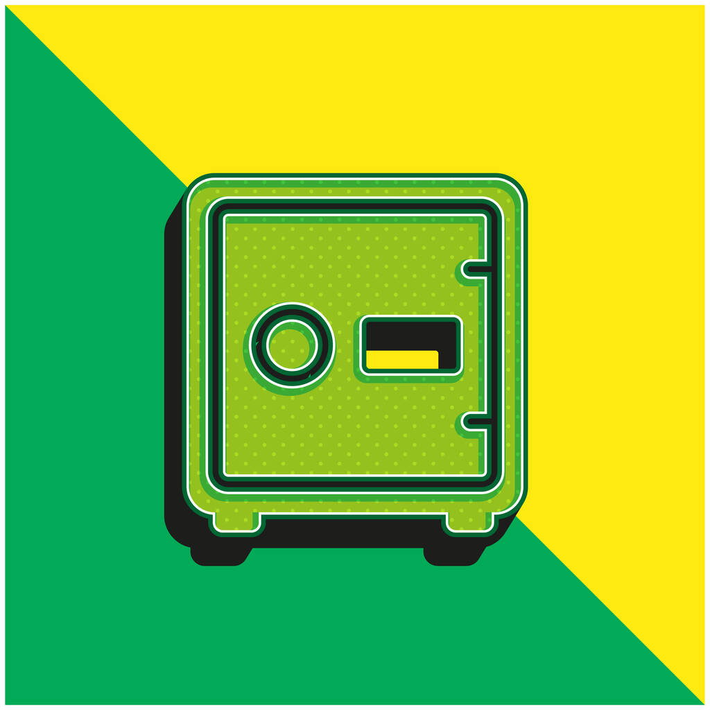 Big Safe Box Zöld és sárga modern 3D vektor ikon logó - Vektor, kép