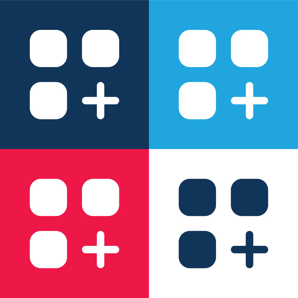 App kék és piros négy szín minimális ikon készlet - Vektor, kép