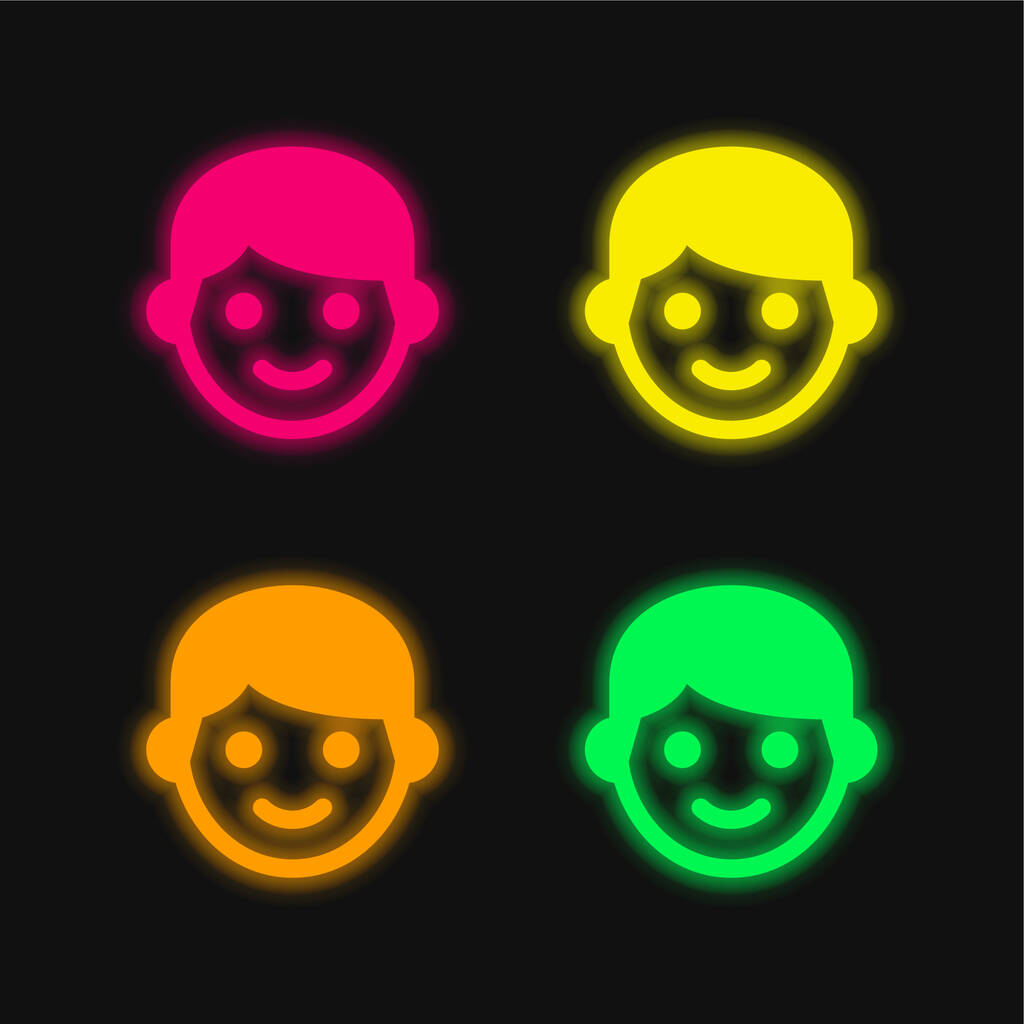 Хлопчик чотири кольори, що світяться неоном Векторні значки
 - Вектор, зображення