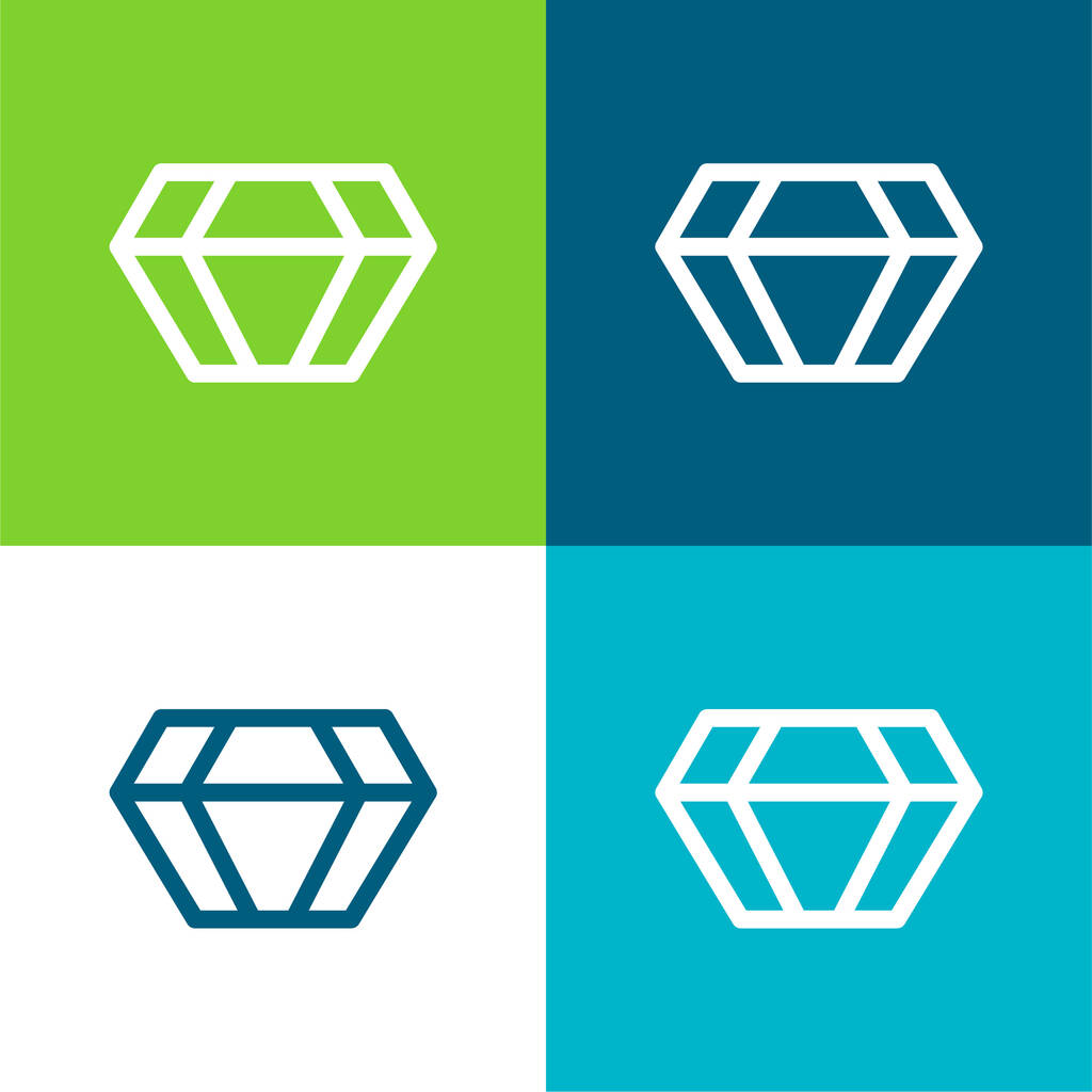 Big Diamond Flat τεσσάρων χρωμάτων ελάχιστο σύνολο εικονιδίων - Διάνυσμα, εικόνα