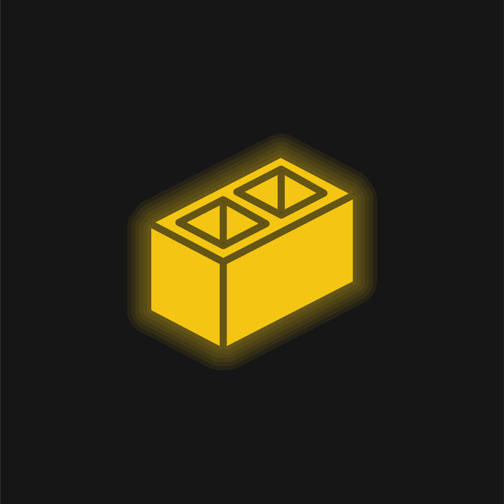 Blok żółty świecący neon ikona - Wektor, obraz
