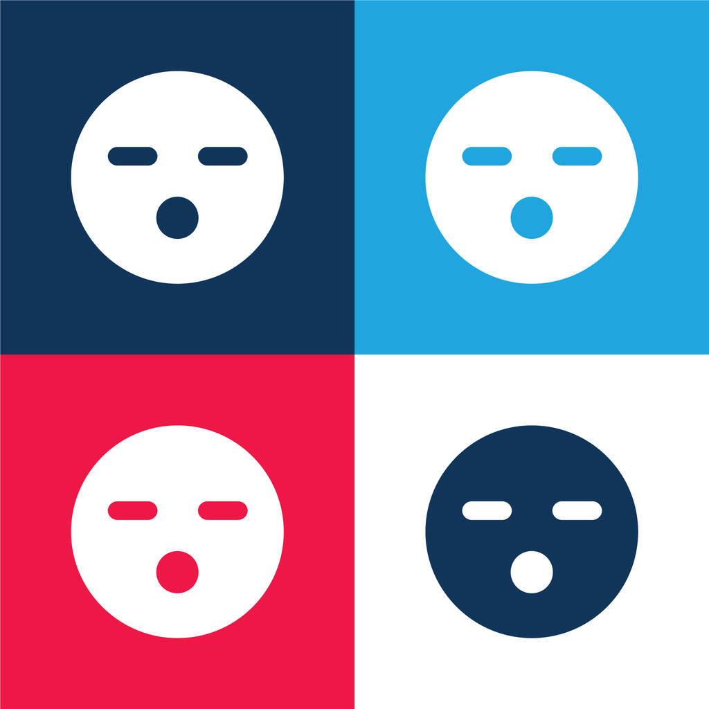 Cara aburrida azul y rojo de cuatro colores mínimo icono conjunto - Vector, imagen