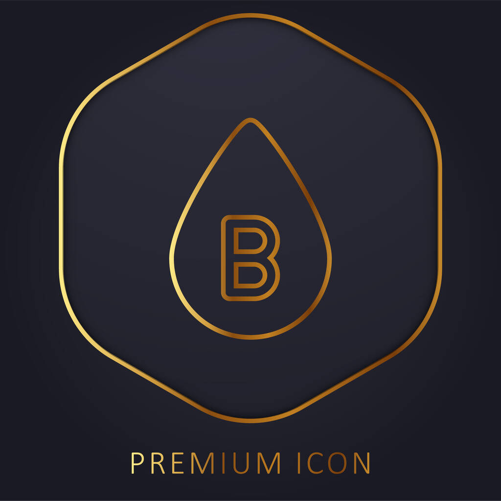 Tipo de sangre B línea de oro logotipo premium o icono - Vector, Imagen