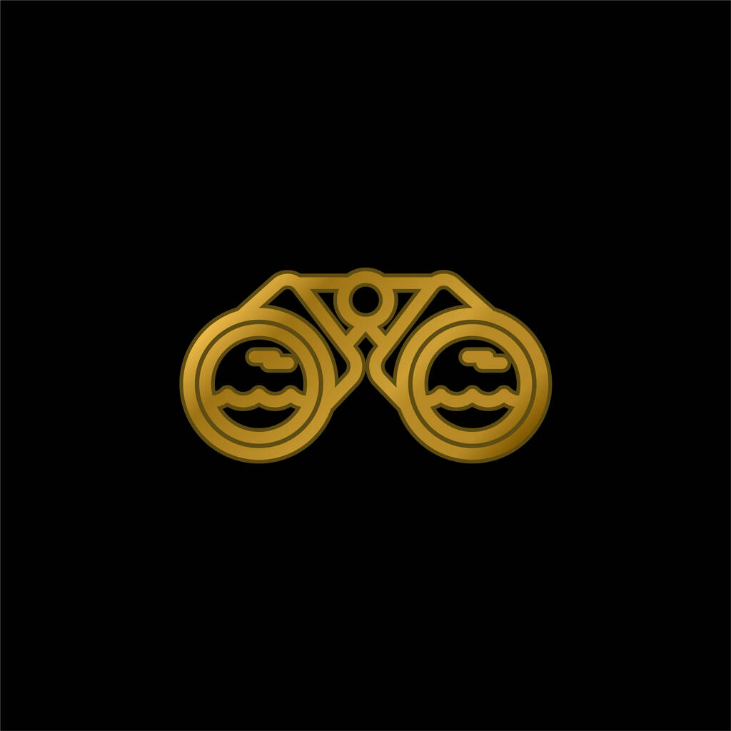 Lornetki złocone metaliczna ikona lub wektor logo - Wektor, obraz