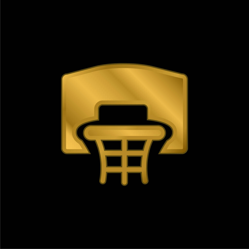 Baloncesto cesta frontal chapado en oro icono metálico o logo vector - Vector, Imagen