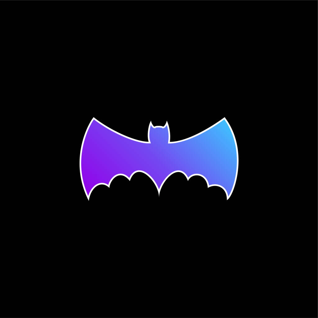 Morcego com asas grandes Sílhueta ícone de vetor gradiente azul - Vetor, Imagem