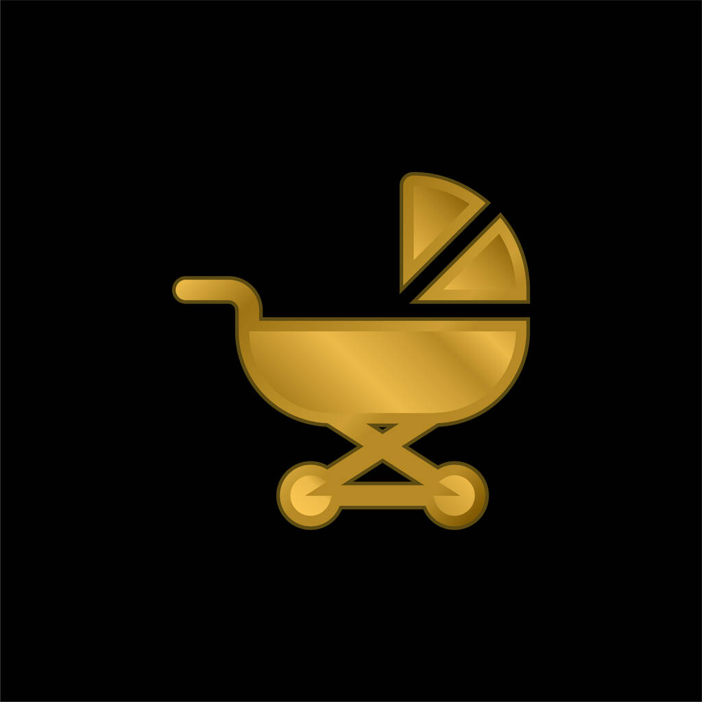 Baby Carriage kullattu metallinen kuvake tai logo vektori - Vektori, kuva