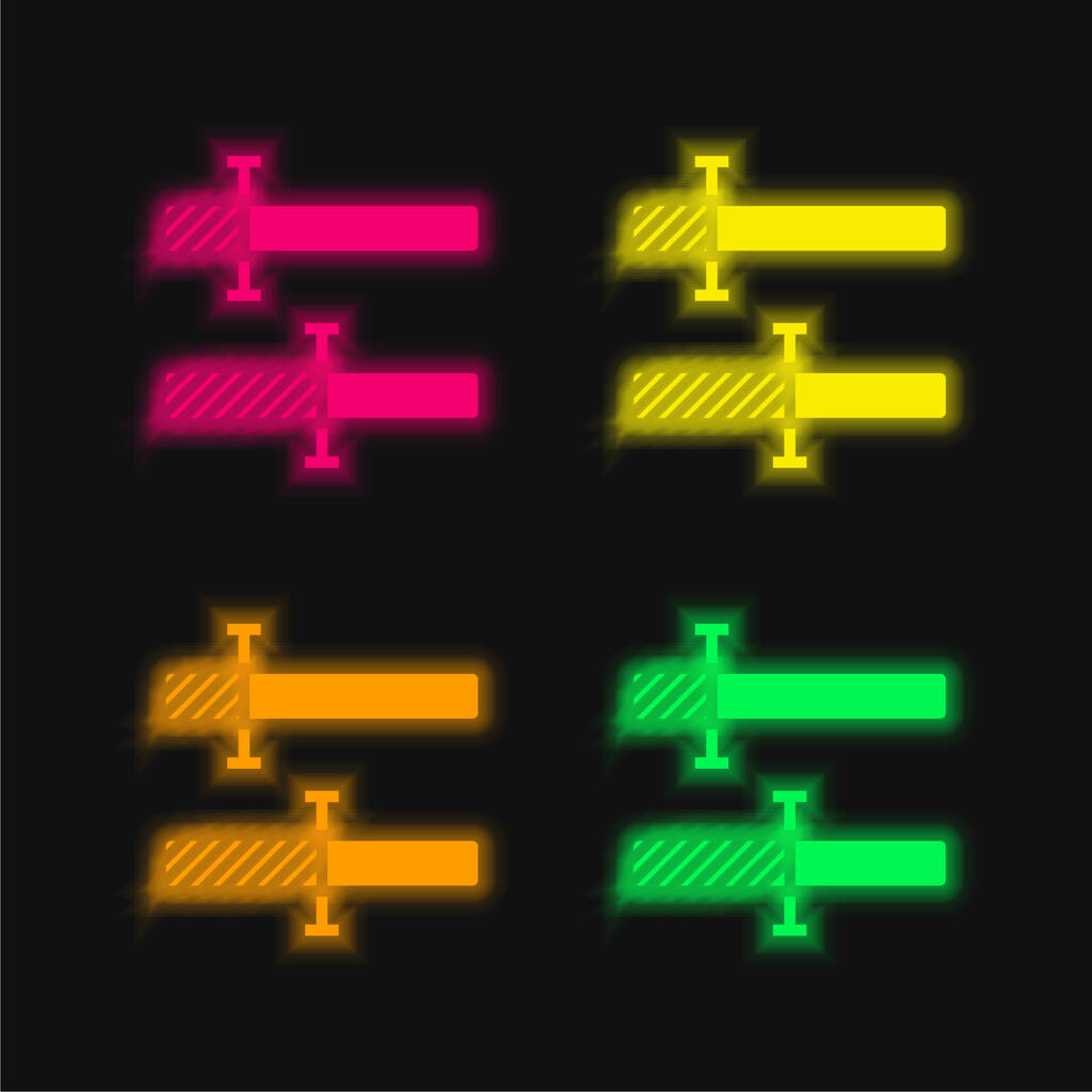 Bar Chart four color glowing neon vector icon - Vector, Image