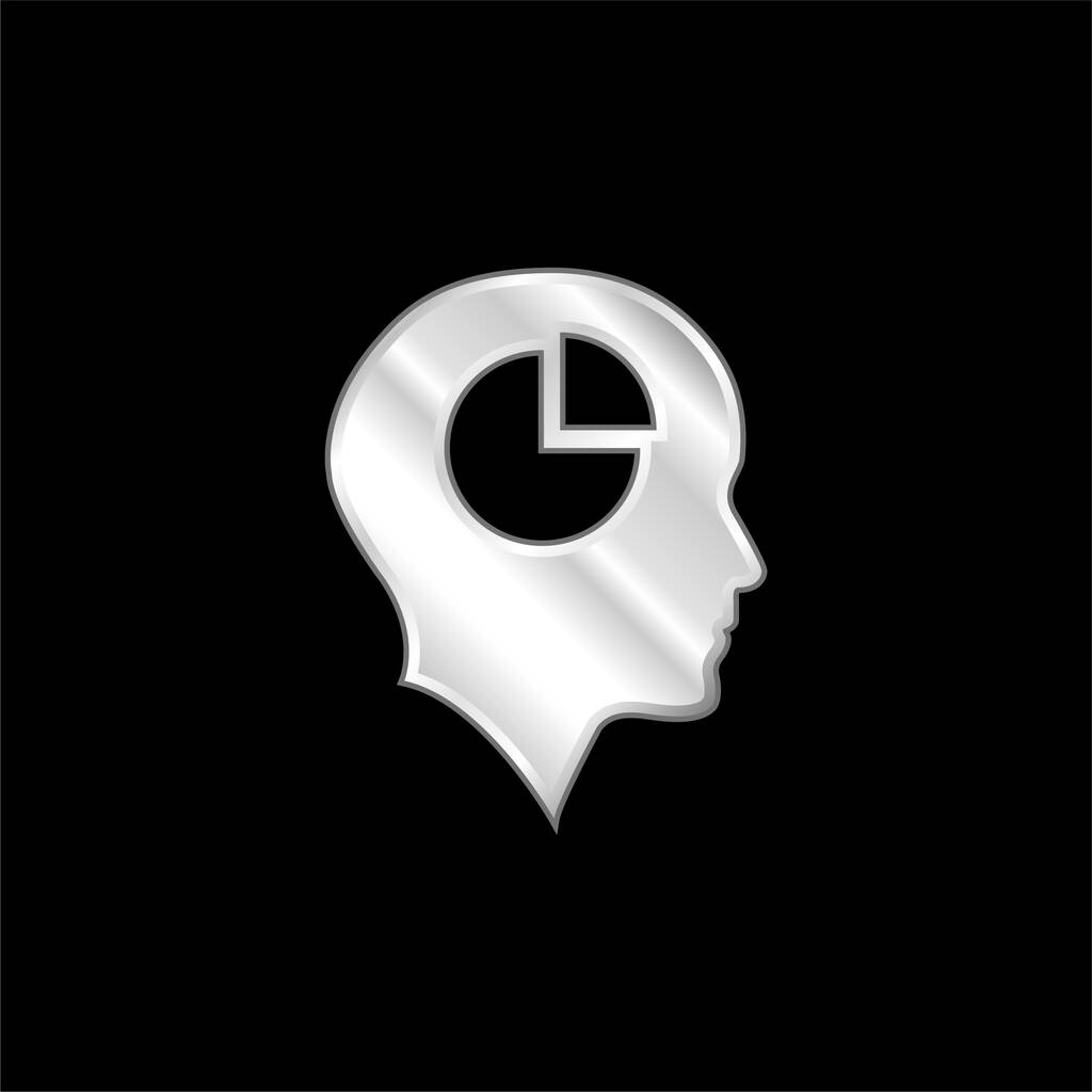 Kopasz fej Pie Grafikus belül ezüstözött fémes ikon - Vektor, kép
