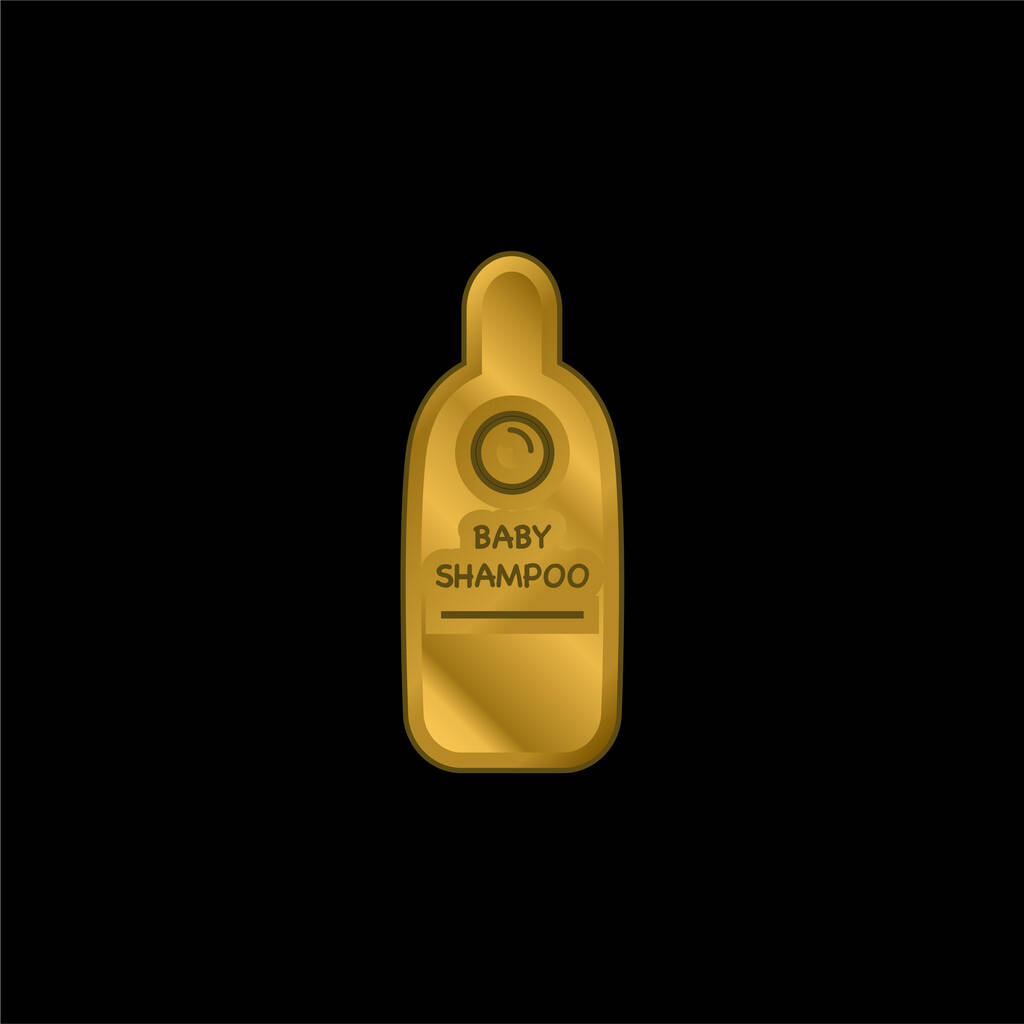 Дитячий шампунь Контейнер з золотим покриттям металева піктограма або вектор логотипу
 - Вектор, зображення