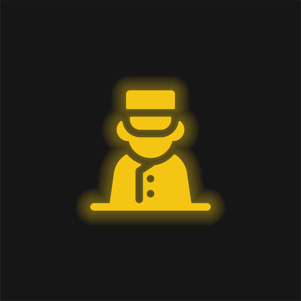 Bell Boy amarelo brilhante ícone de néon - Vetor, Imagem