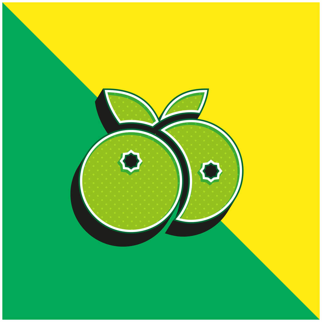 Blueberries Verde e amarelo moderno logotipo vetor 3d ícone - Vetor, Imagem