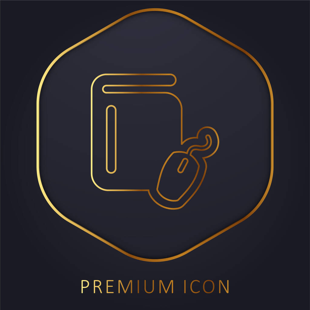 Book And Computer Mouse golden line premium logo or icon - Vector, Image
