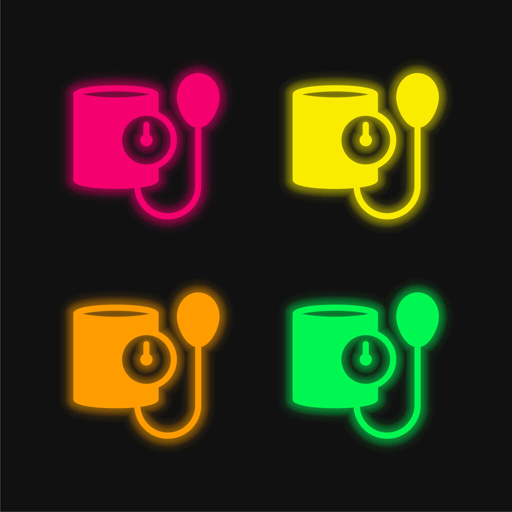 Pressione sanguigna icona vettoriale al neon incandescente a quattro colori - Vettoriali, immagini