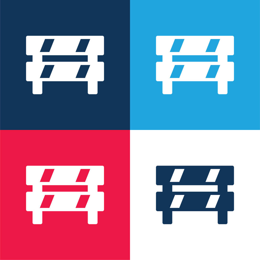 Barriera blu e rosso quattro colori set icona minima - Vettoriali, immagini