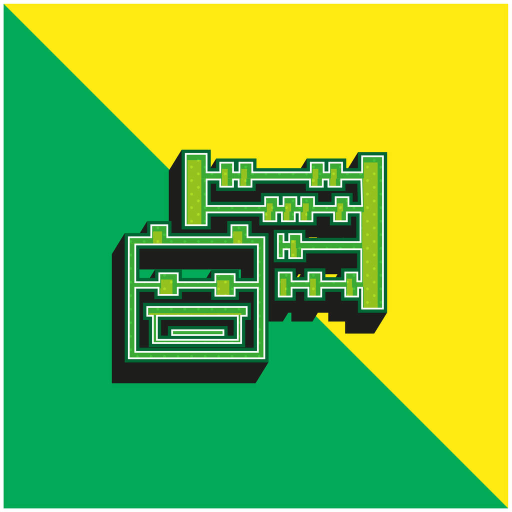 Reppu ja Abacus Vihreä ja keltainen moderni 3d vektori kuvake logo - Vektori, kuva