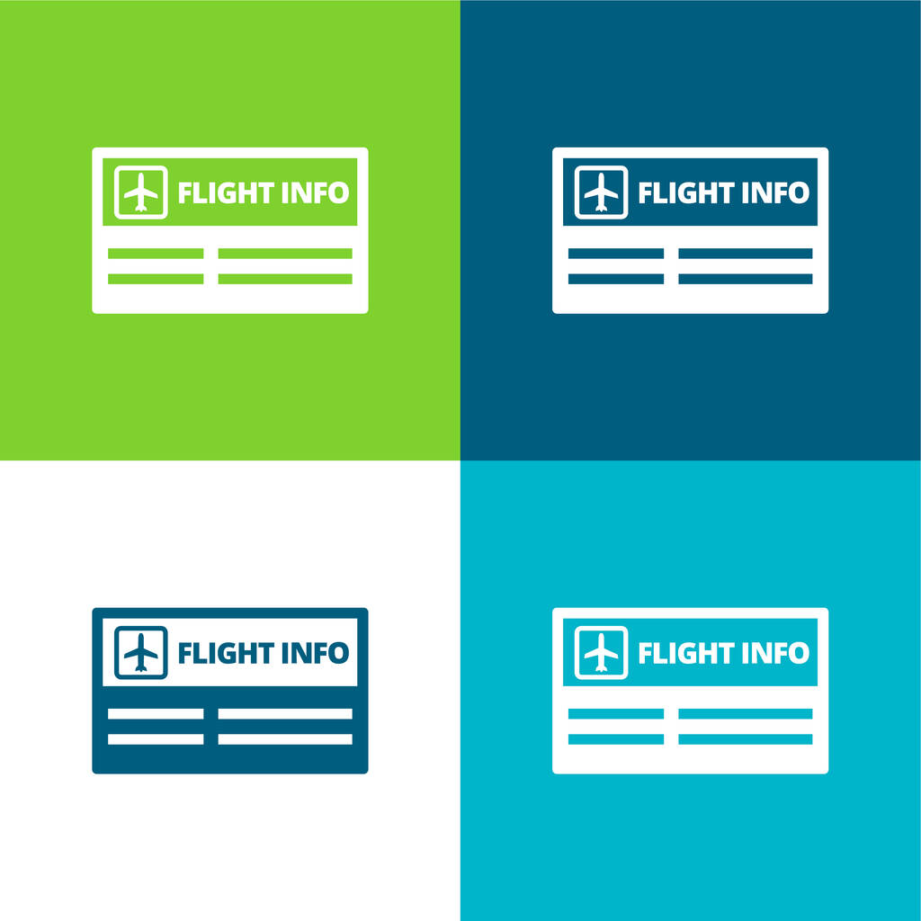 Airport Flight Info Signal Flat cztery kolory minimalny zestaw ikon - Wektor, obraz