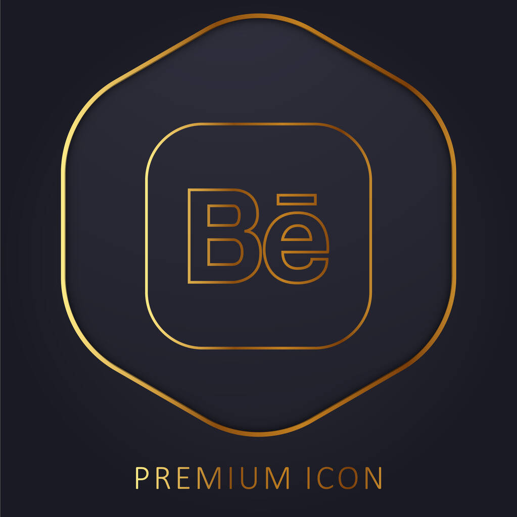Behance línea de oro logotipo premium o icono - Vector, Imagen