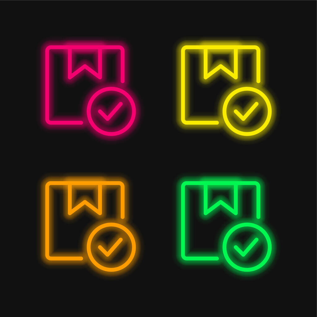 Zatwierdzony cztery kolory świecące neon wektor ikona - Wektor, obraz