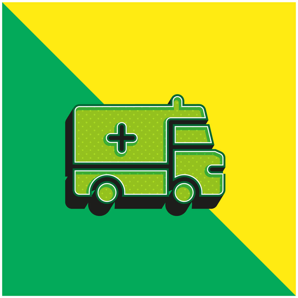 Ambulance Groen en geel modern 3D vector icoon logo - Vector, afbeelding
