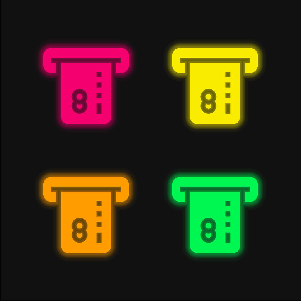 Ícone de vetor de néon brilhante de quatro cores ATM - Vetor, Imagem