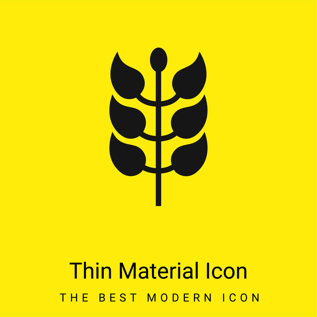 Ramo com folhas mínimo ícone de material amarelo brilhante - Vetor, Imagem