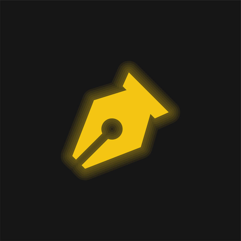 Penna nera punto in diagonale per la scrittura di interfaccia simbolo giallo incandescente icona al neon - Vettoriali, immagini