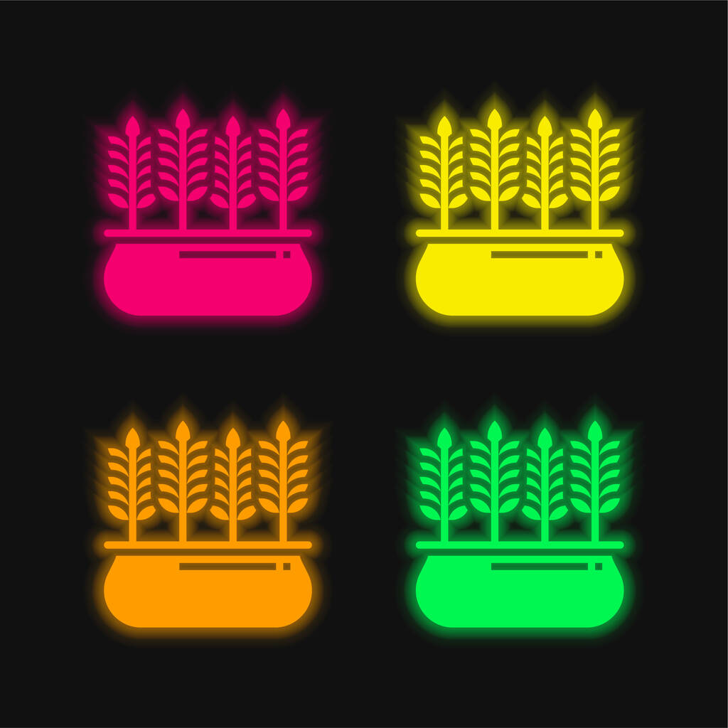 Gerste vier Farben leuchtenden Neon-Vektor-Symbol - Vektor, Bild