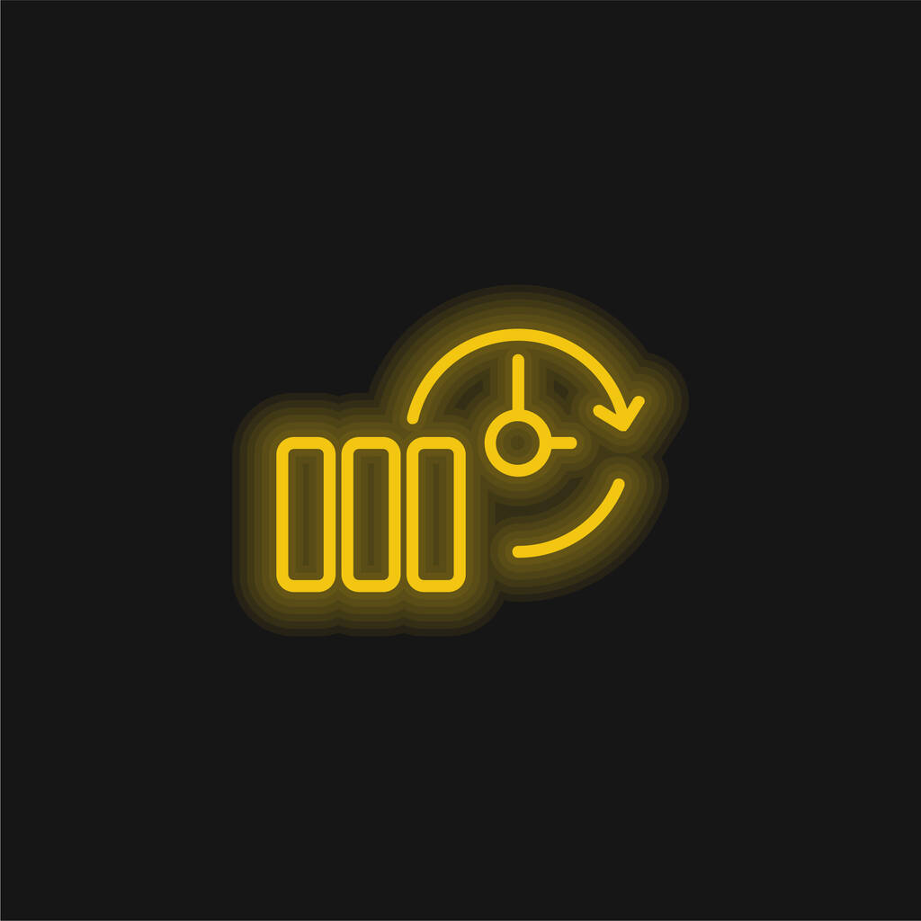 Zapasowy symbol cienkiego konturu w żółtej ikonie świecącej neonu - Wektor, obraz