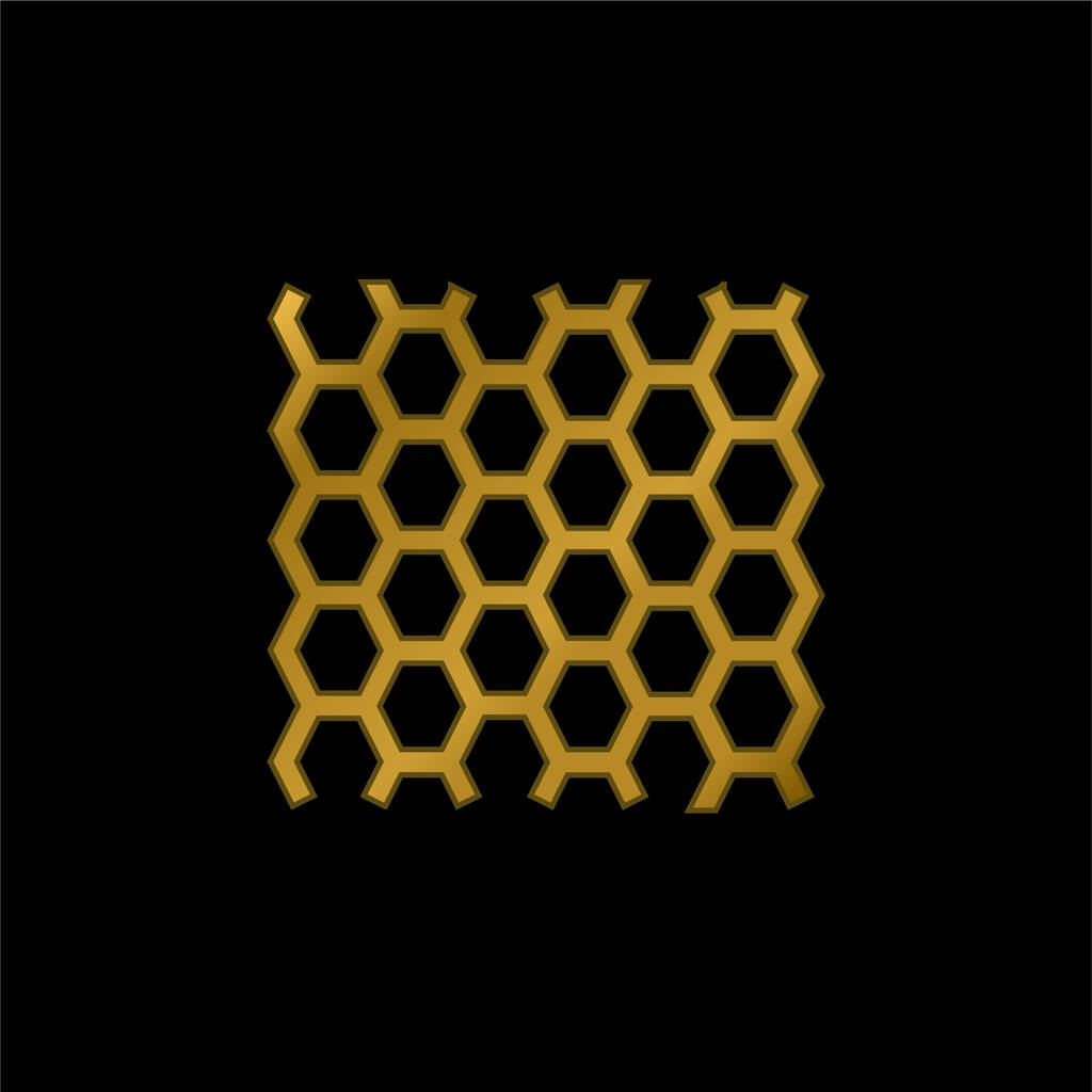 Arı Paneli Doku Altın kaplama metalik simge veya logo vektörü - Vektör, Görsel