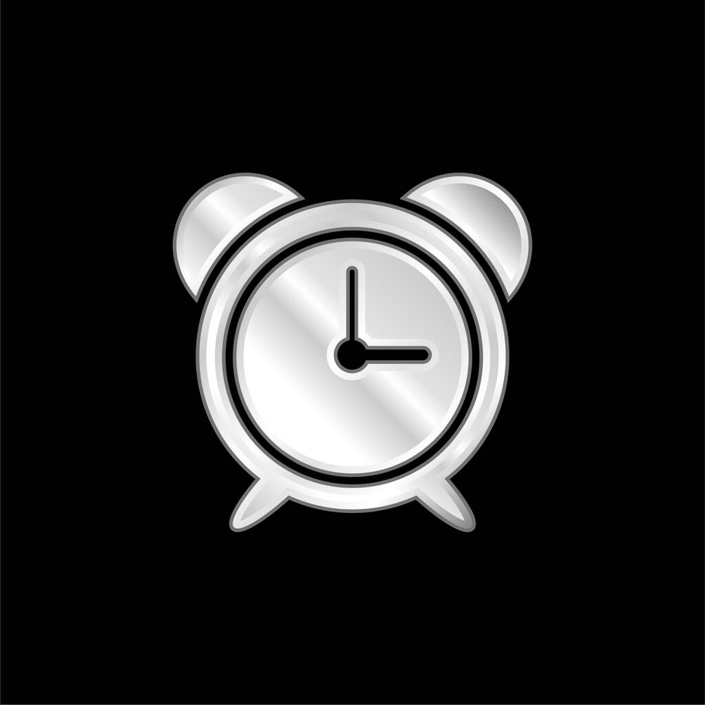 Reloj despertador grande plateado icono metálico - Vector, Imagen