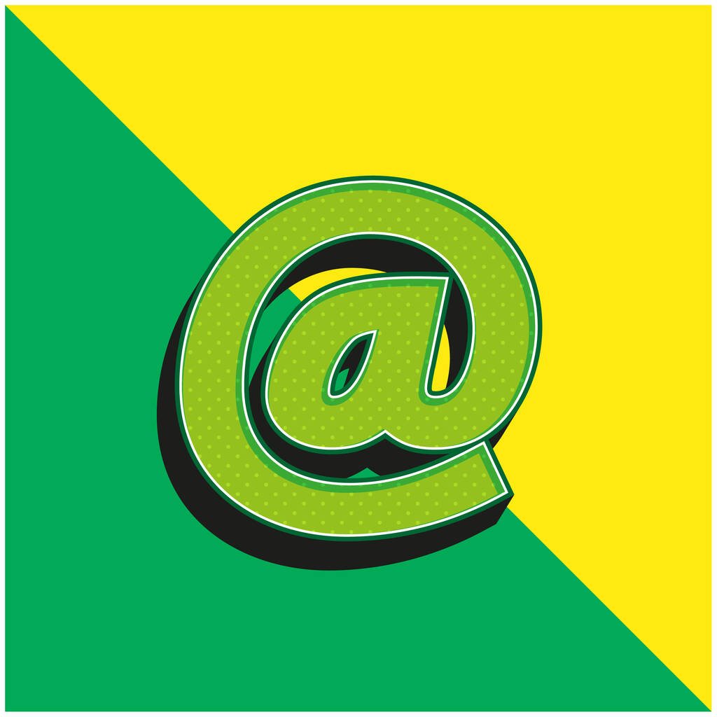 Arroba Symbol Grünes und gelbes modernes 3D-Vektorsymbol-Logo - Vektor, Bild