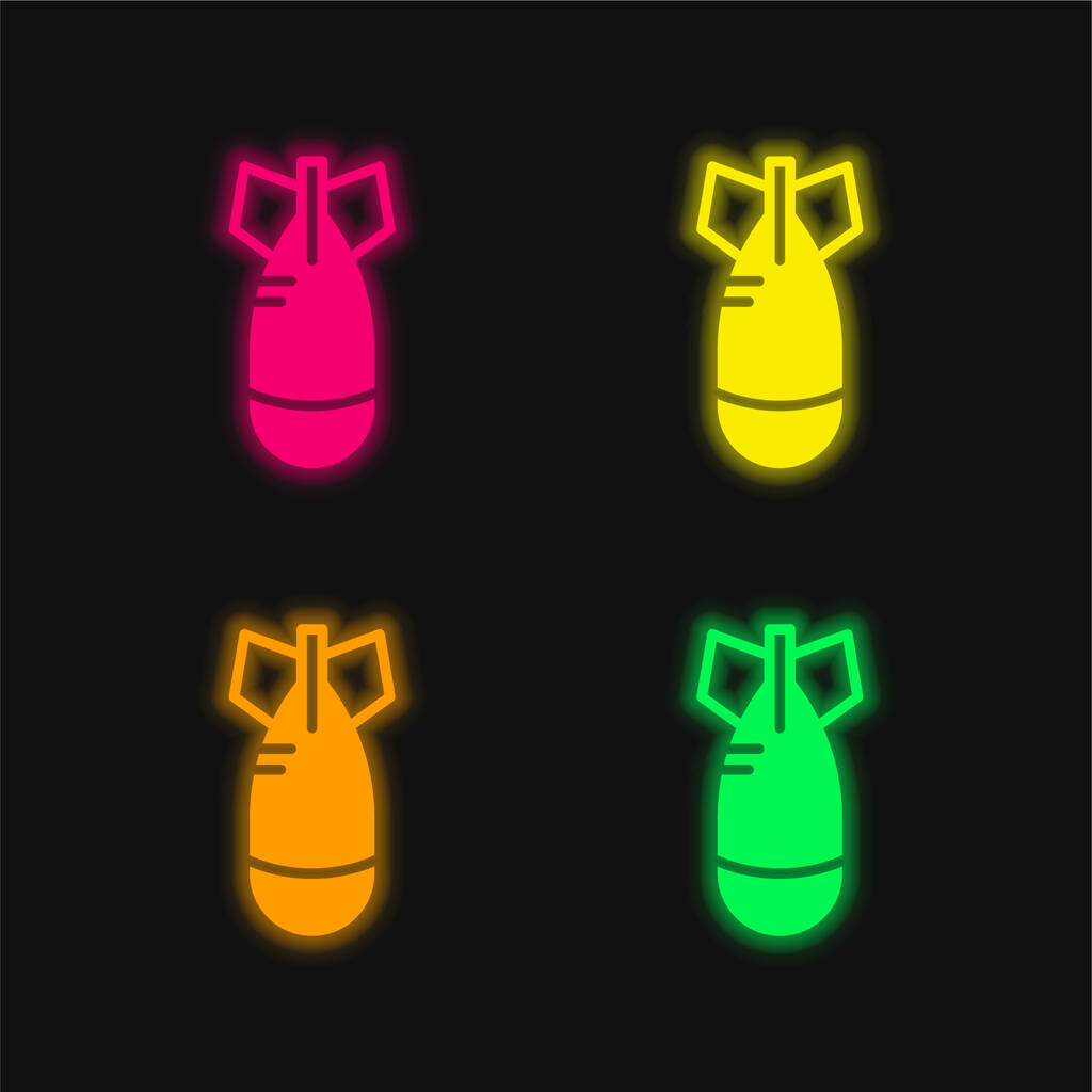 Βόμβα τέσσερα χρώμα λαμπερό νέον διάνυσμα εικονίδιο - Διάνυσμα, εικόνα