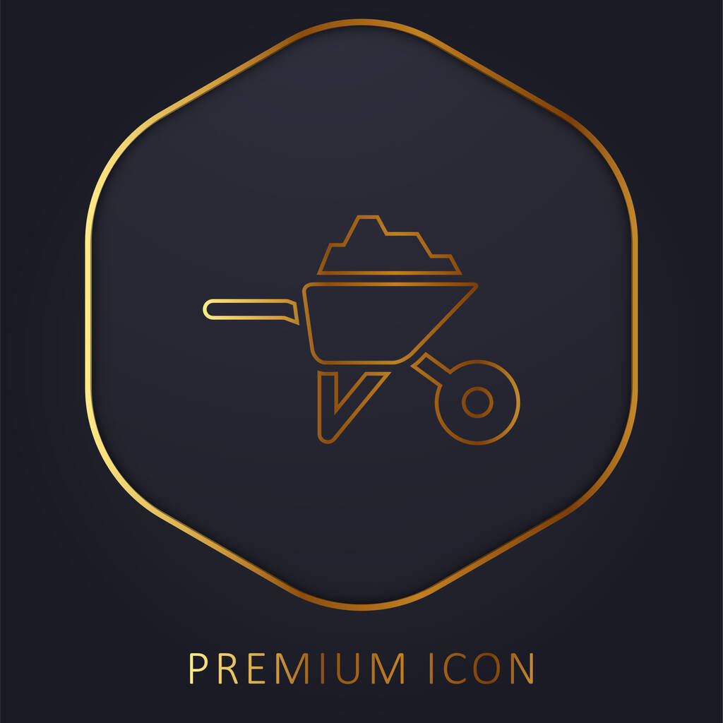 Barrow com materiais de construção linha dourada logotipo premium ou ícone - Vetor, Imagem