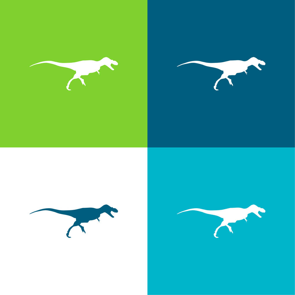 Albertosaurus Dinosaur Side View Shape Flat vier kleuren minimale pictogram set - Vector, afbeelding