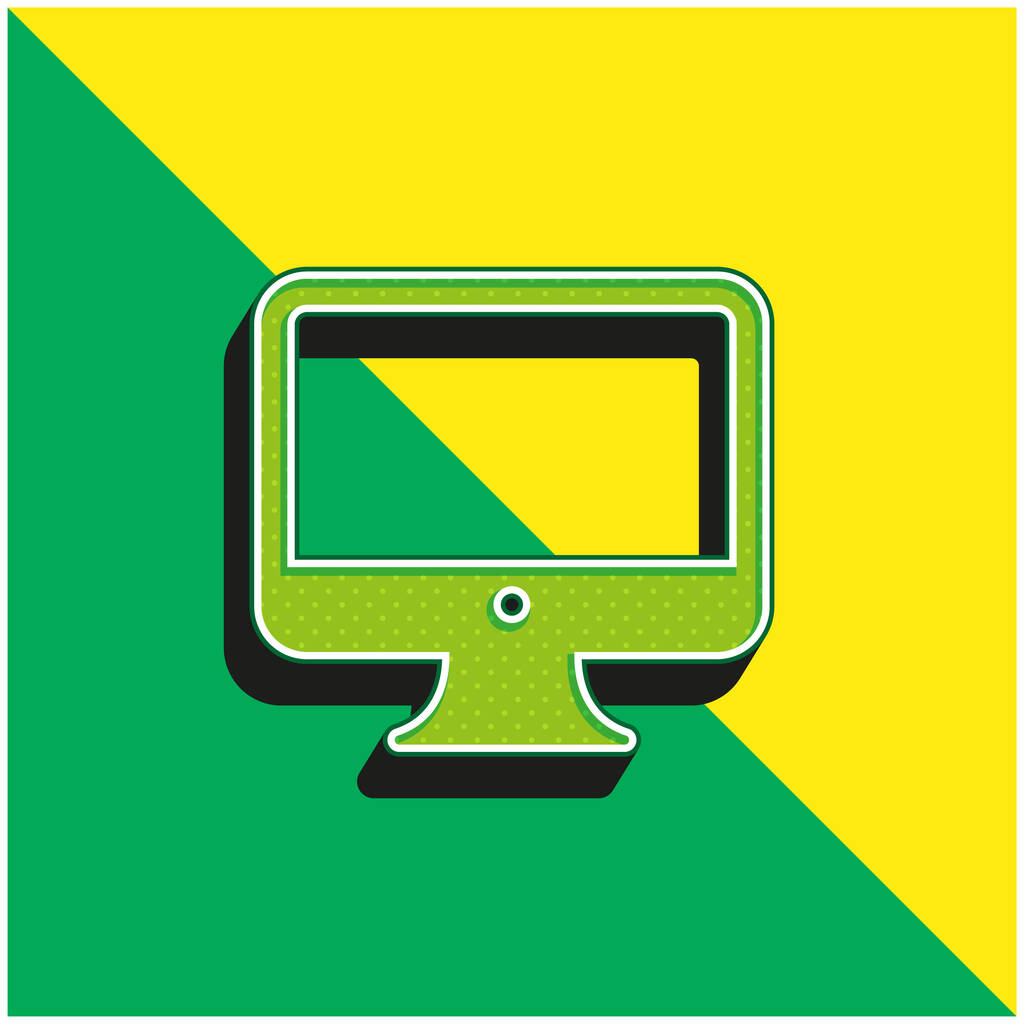 Big Computer Monitor Zöld és sárga modern 3D vektor ikon logó - Vektor, kép