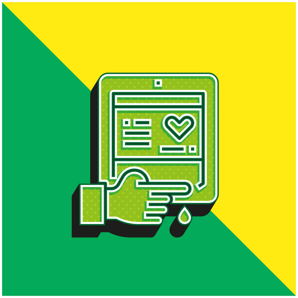 Teste de sangue Verde e amarelo moderno logotipo vetor 3d ícone - Vetor, Imagem